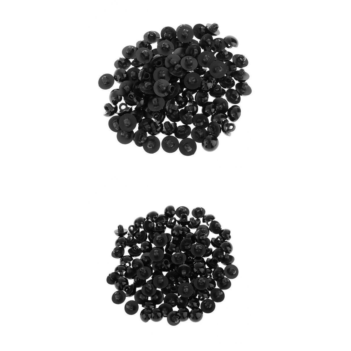 200 Pieces Black Mushroom Button Domed Sewing Animal Eyes Doll DIY 10mm 12mm