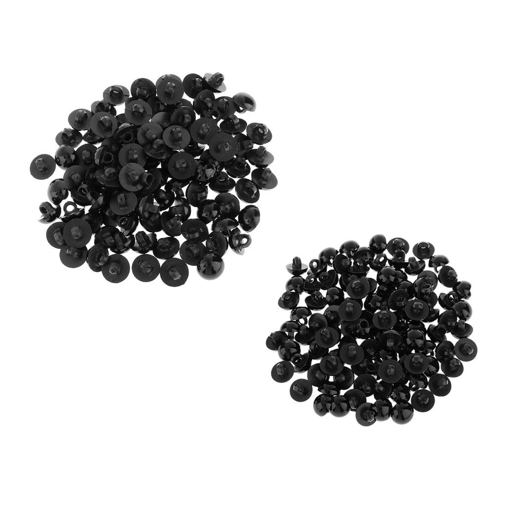 200 Pieces Black Mushroom Button Domed Sewing Animal Eyes Doll DIY 10mm 12mm