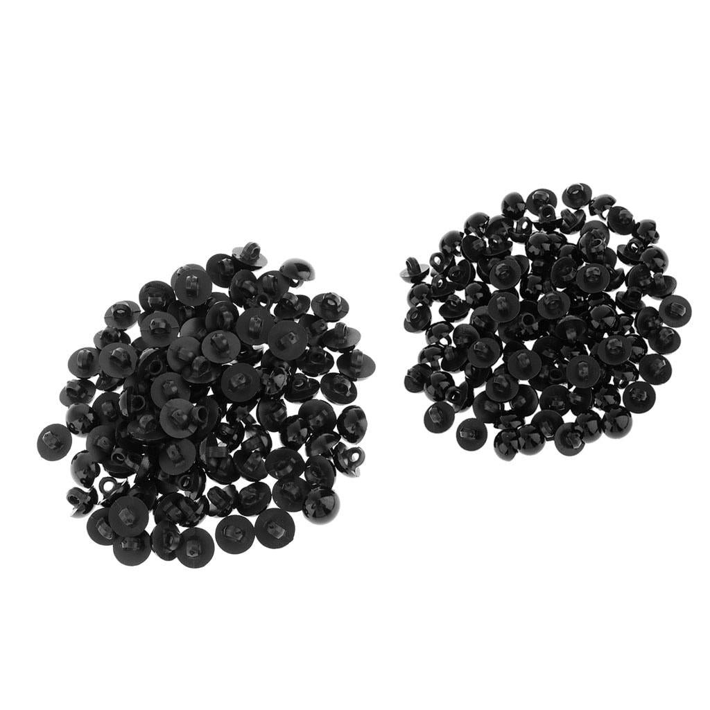 200 Pieces Black Mushroom Button Domed Sewing Animal Eyes Doll DIY 10mm 12mm