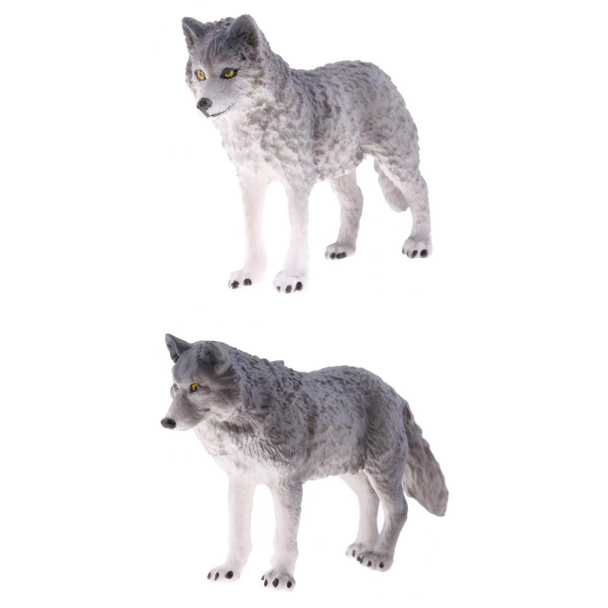 2 Pieces Realistic Wolf Animal Model Figurine Action Figures Kid Playset Toy