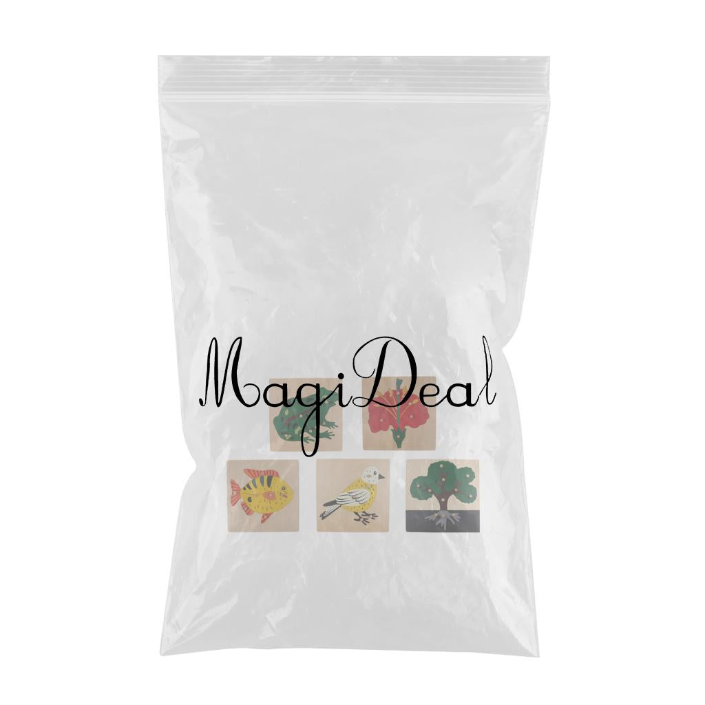 5 Sets Children Wooden Montessori Animal & Plant Peg Jigsaw Puzzle Toy