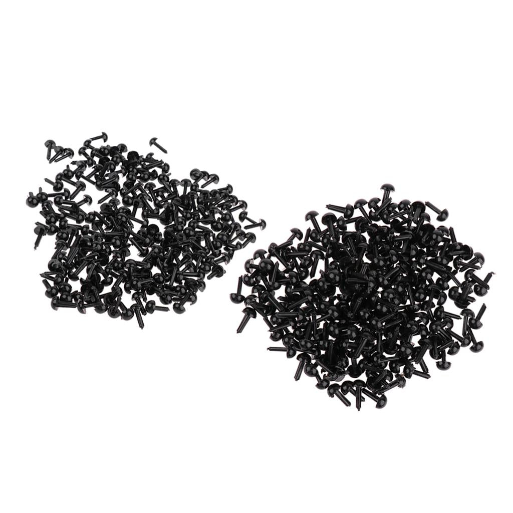 400 Pieces Black Plastic Safety Eyes for Teddy Bear Doll Animal Toys 5 6MM