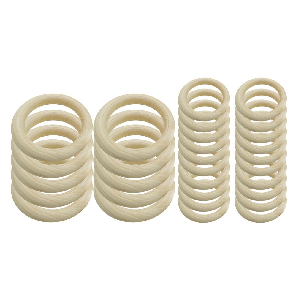 30Pcs DIY Baby Wooden Teething Rings Necklace Bracelet DIY Crafts