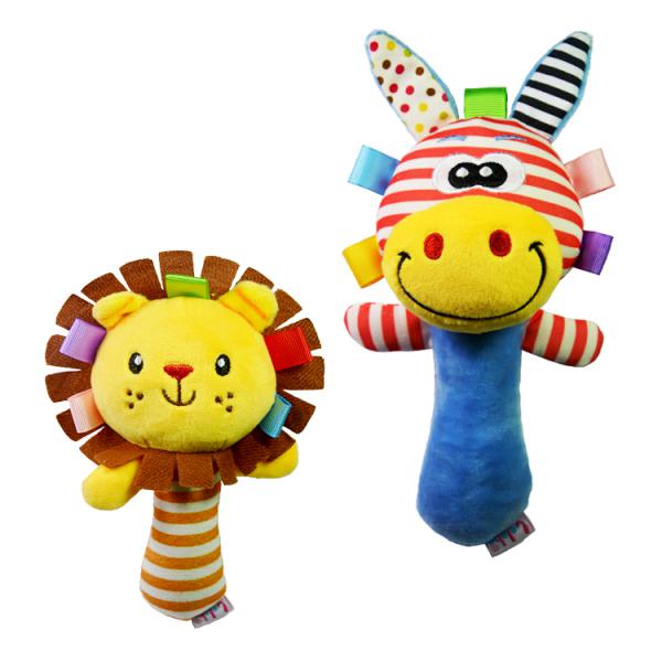 Cartoon Lion Giraffe Animal Plush Toy Baby Kids Handbell Hand Bell Rattle
