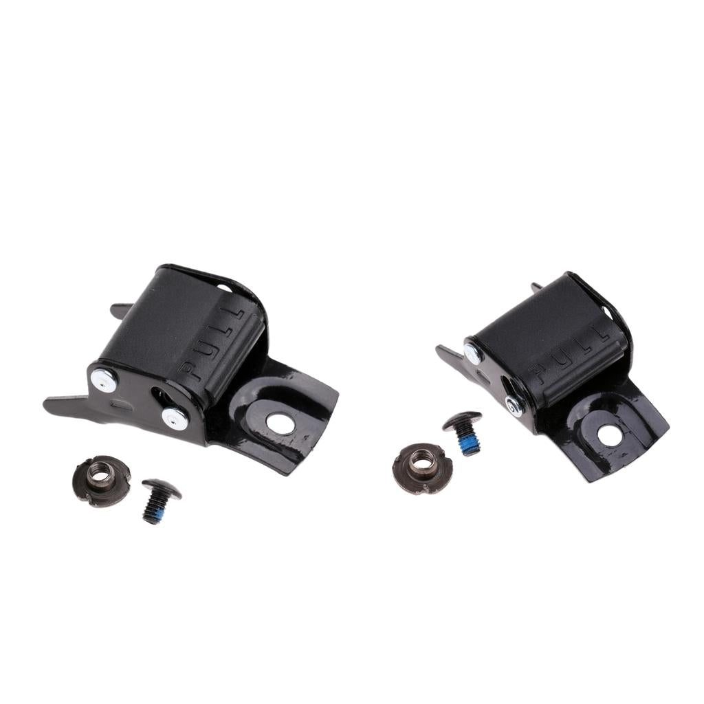 2pcs Black Metal Roller Skates Strap Buckle Replacement with Screws and Nuts