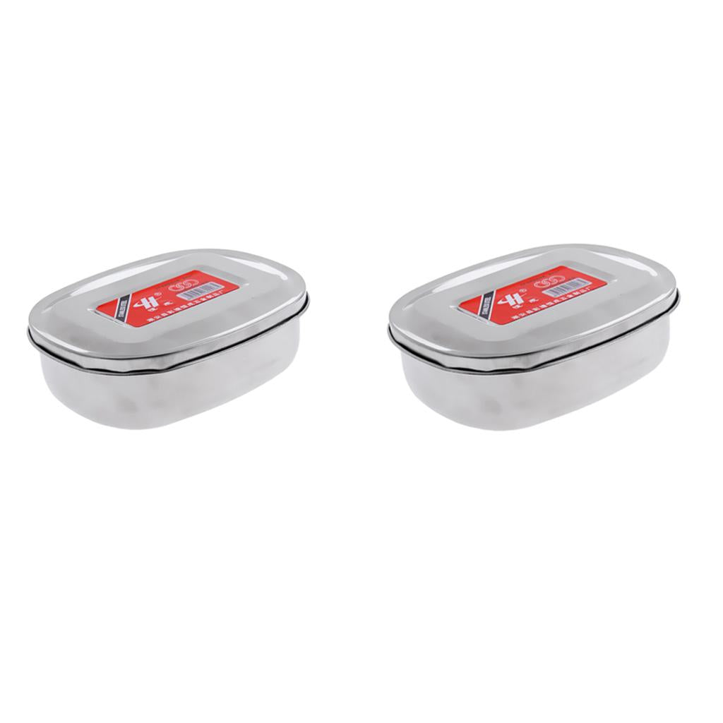 2 pieces Stainless Steel Student Bento Lunch Box Dinner Food Container Small