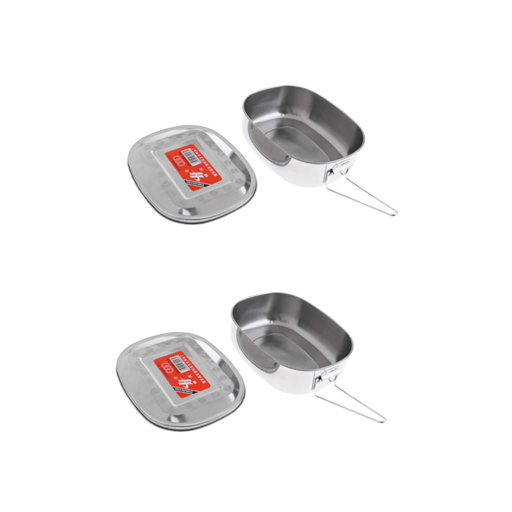 2 pieces Stainless Steel Student Bento Lunch Box Dinner Food Container Small