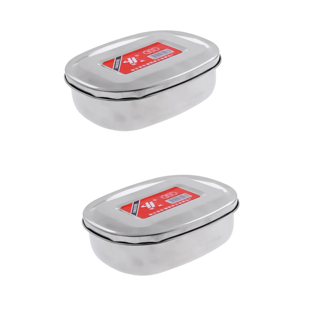 2 pieces Stainless Steel Student Bento Lunch Box Dinner Food Container Small