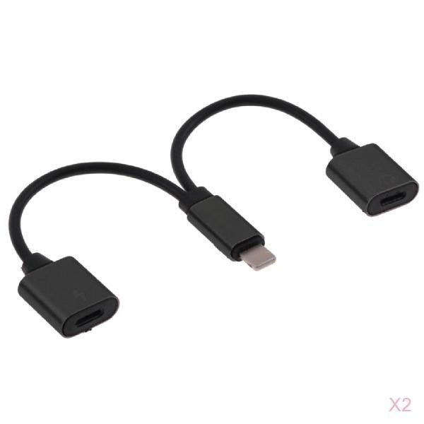 2 X Splitter Adapter Dual Audio and Charge Cable for iPhone 7 8 Plus black