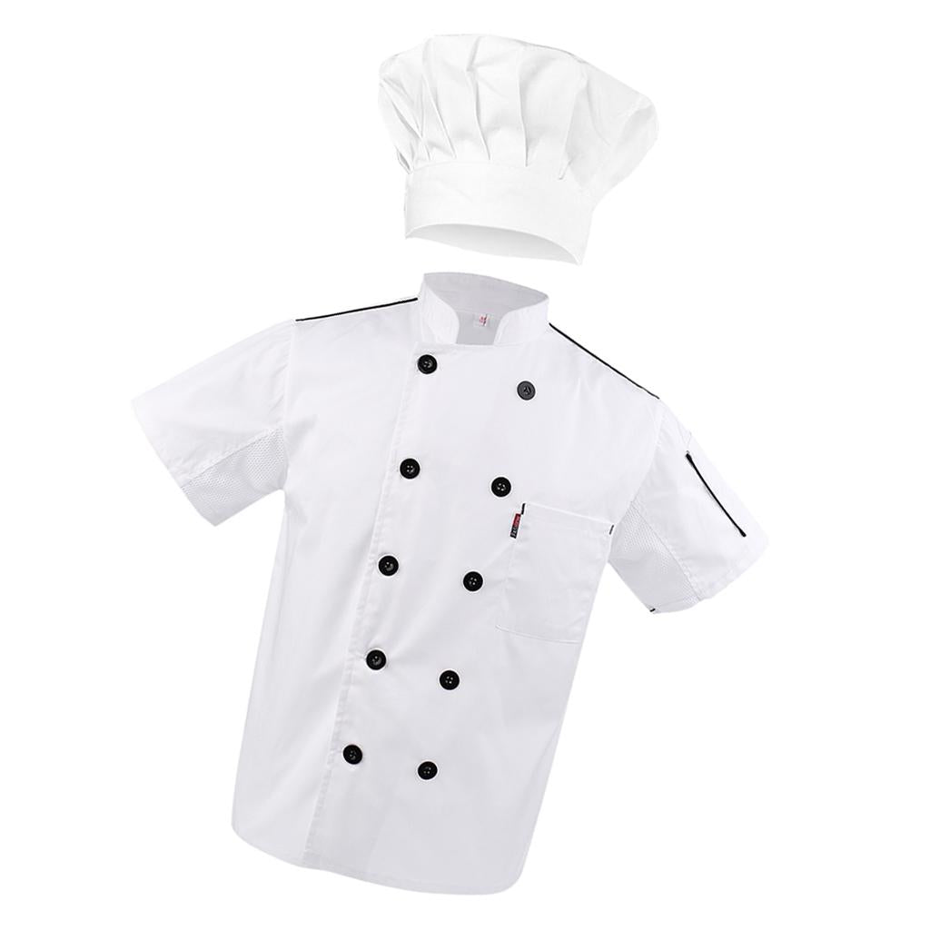Chef Coat Waiter Uniforms L Cook Adjustable Kitchen Baker Chef Cap Hat White