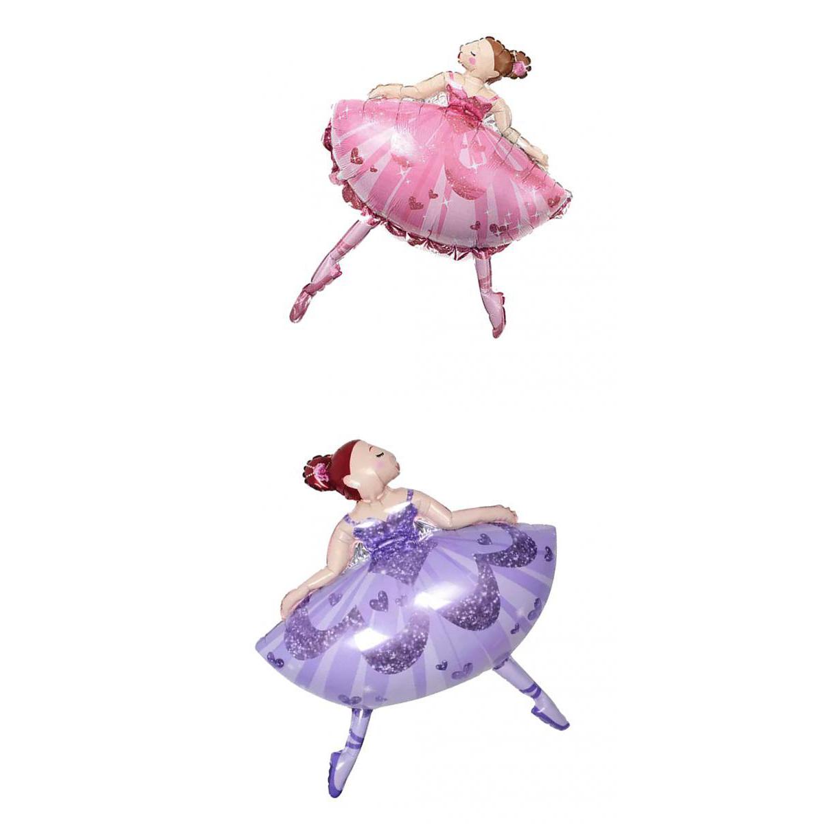 2pcs Set Ballet Dancing Girl Foil Balloon Baby Shower Christening Decor
