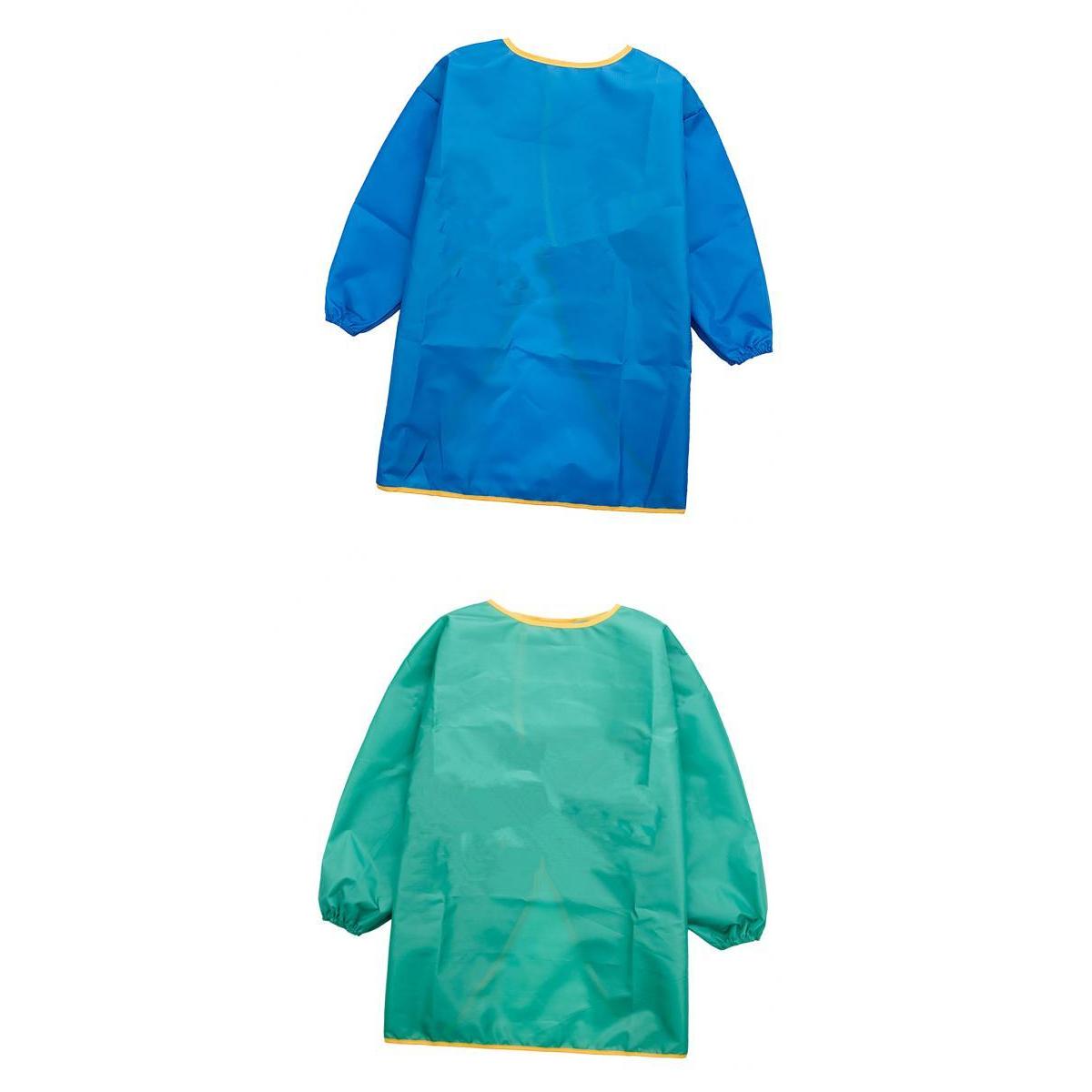 Children Kids Long Sleeve Apron Drawing Waterproof Smock M Blue + Green