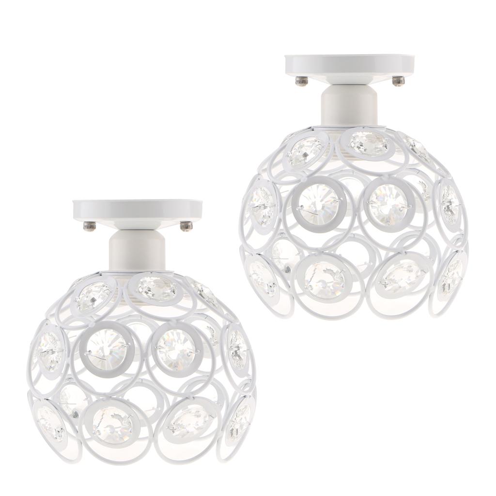 2Pcs Iron Crystal Ceiling Light Cover Chandelier Pendant Lampshade White