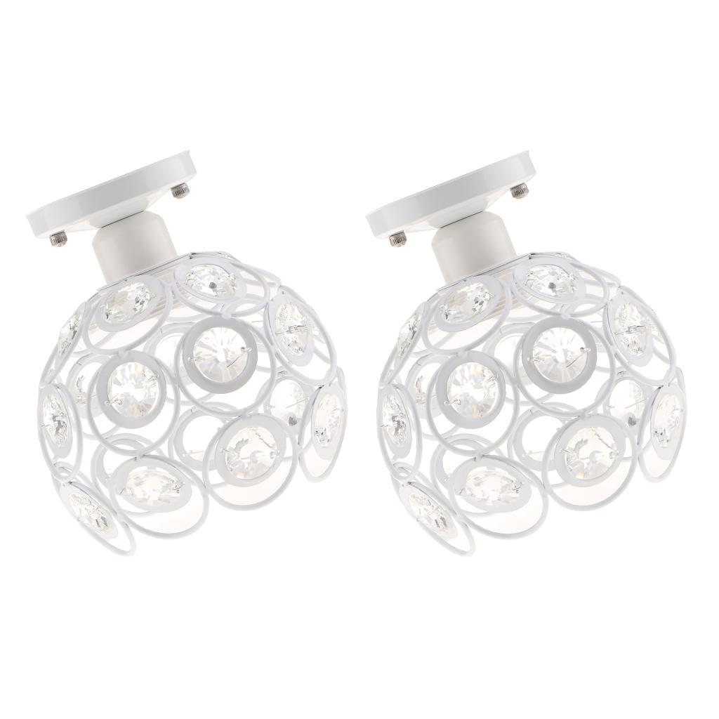 2Pcs Iron Crystal Ceiling Light Cover Chandelier Pendant Lampshade White