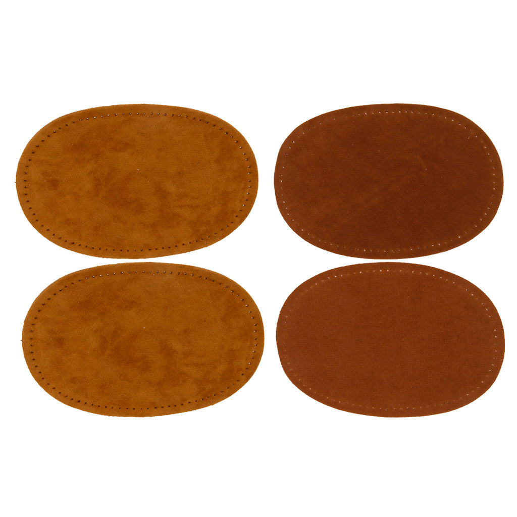 2 Pairs Sew-On Oval Elbow/Knee Patches Repair Sewing Applique Brown/Camel