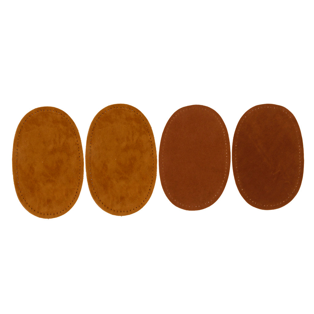 2 Pairs Sew-On Oval Elbow/Knee Patches Repair Sewing Applique Brown/Camel