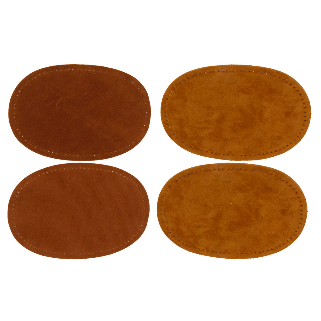 2 Pairs Sew-On Oval Elbow/Knee Patches Repair Sewing Applique Brown/Camel