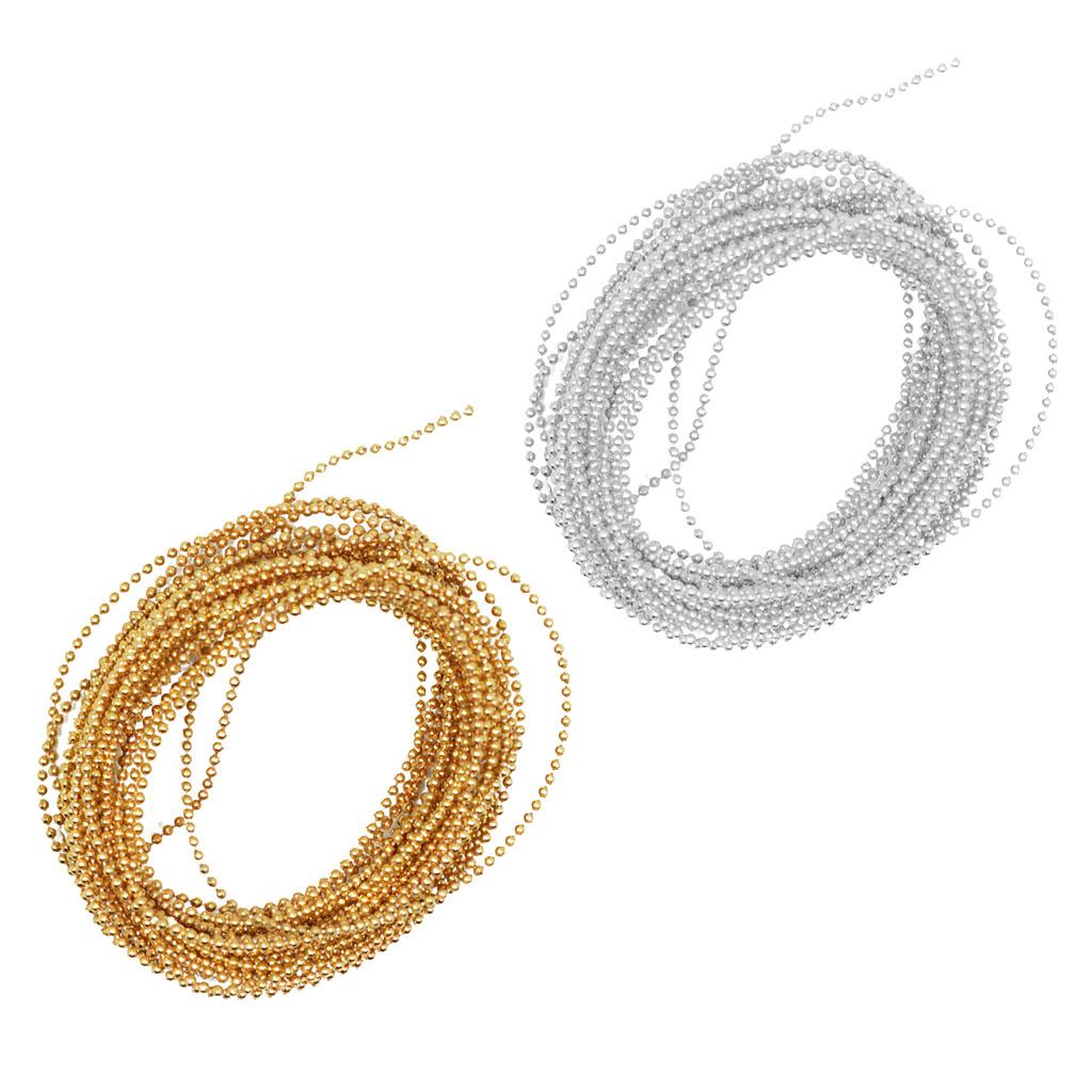 2pcs 5 Meter Plastic Beads Beaded Ribbon Trim String for Wedding Decor 1.5mm