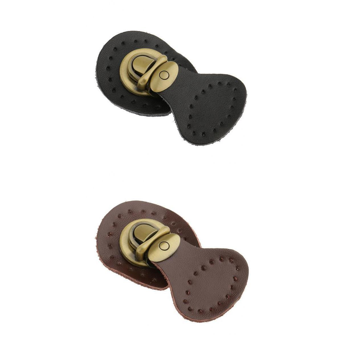2pcs Leather Bag Lock Fasteners Snap Buckles Clasp Replacement Black/Brown