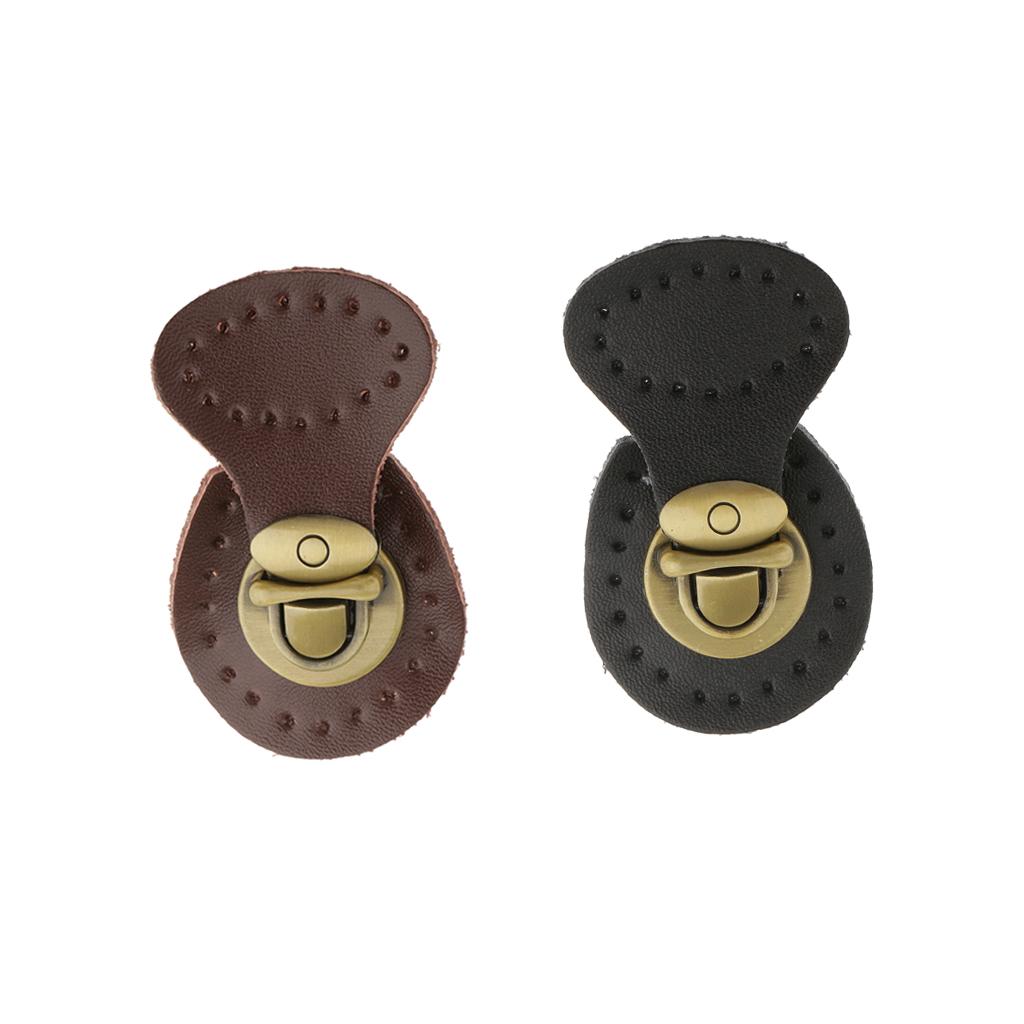 2pcs Leather Bag Lock Fasteners Snap Buckles Clasp Replacement Black/Brown