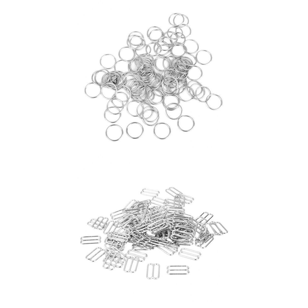 200pcs Metal Bra Strap Adjuster Slider /O Ring Lingerie Sewing Craft 14/15mm