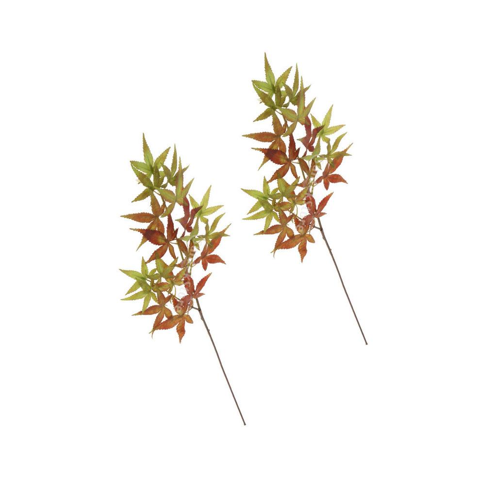 2x Artificial Maple Leaves Simulation Flower Home Wedding Decor Green Red