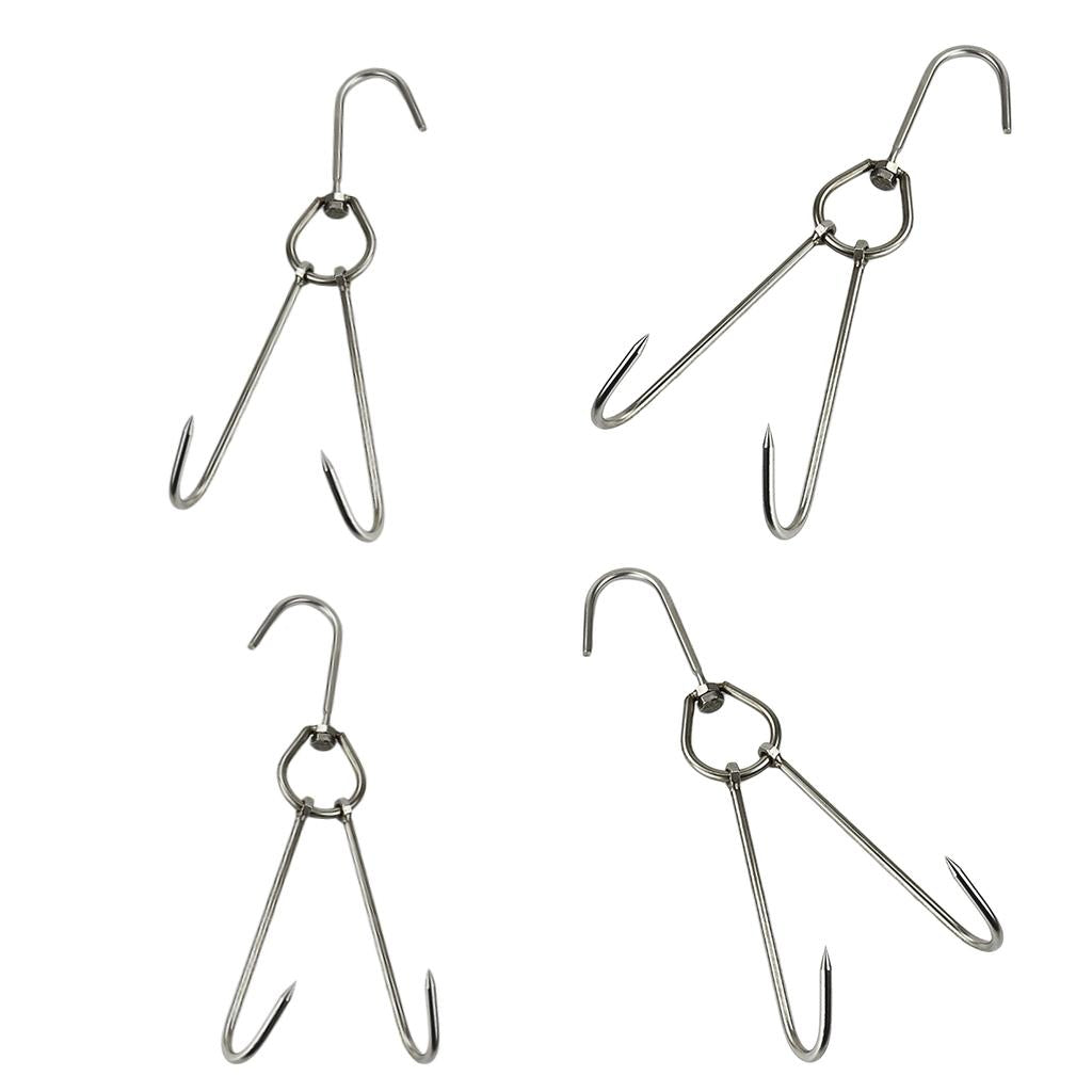 4pcs Meat Hook Ring Kitchen Utensil Hanger Hanging Stainless Steel 0.35x34cm