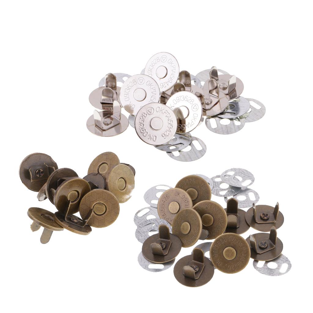 20 Sets Magnetic Clasp Snaps Magnet Button Sewing Craft 18mm Silver Bronze