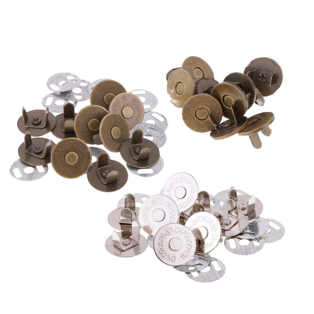 20 Sets Magnetic Clasp Snaps Magnet Button Sewing Craft 18mm Silver Bronze