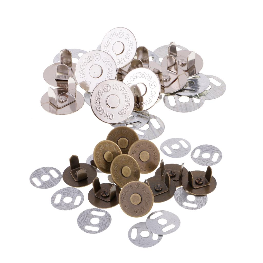 20 Sets Magnetic Clasp Snaps Magnet Button Sewing Craft 18mm Silver Bronze