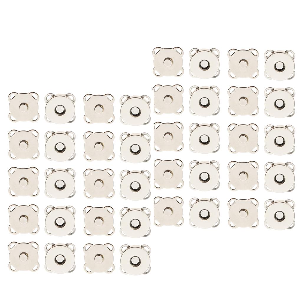 20 Sets Sew In Magnetic Bag Clasps for Craft Clothing Bag DIY 14 18mm White
