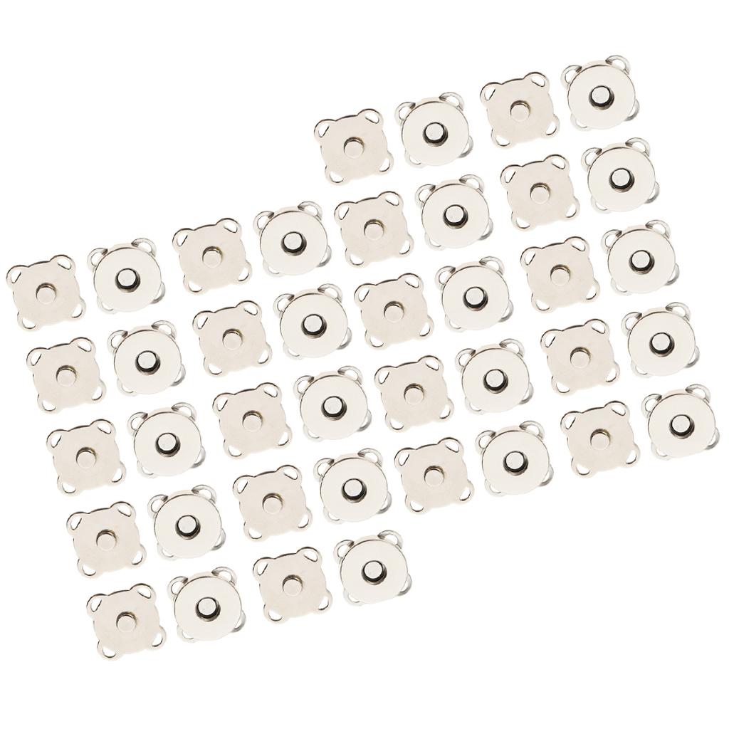 20 Sets Sew In Magnetic Bag Clasps for Craft Clothing Bag DIY 14 18mm White