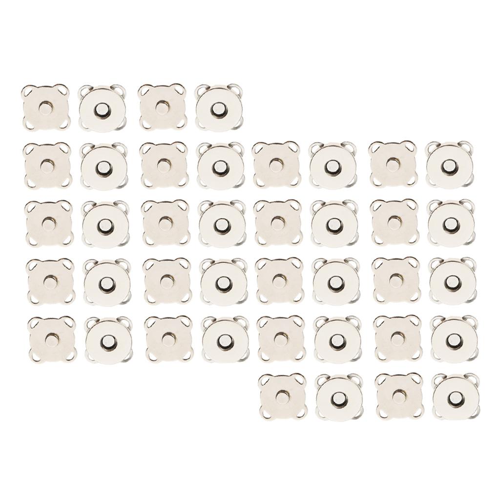 20 Sets Sew In Magnetic Bag Clasps for Craft Clothing Bag DIY 14 18mm White