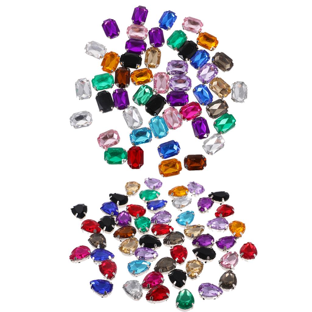 100pcs Rectangle Waterdrop Acrylic Rhinestone Button for DIY Craft 10*14mm