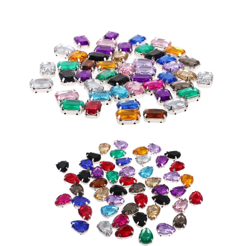 100pcs Rectangle Waterdrop Acrylic Rhinestone Button for DIY Craft 10*14mm