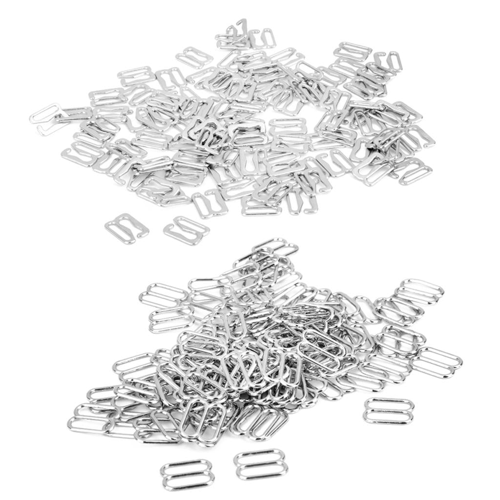 200Pcs Mixed Lingerie Bra Adjustable Buckles Undergarment Sewing Fasteners