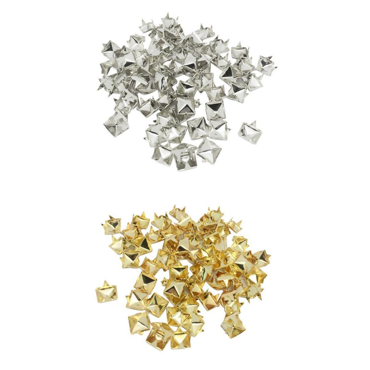 200Pcs Metal Pyramid Studs Rivets Spots Punk For Leather Bag Shoes Crafts