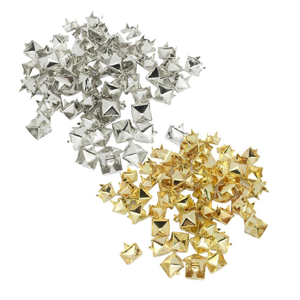 200Pcs Metal Pyramid Studs Rivets Spots Punk For Leather Bag Shoes Crafts