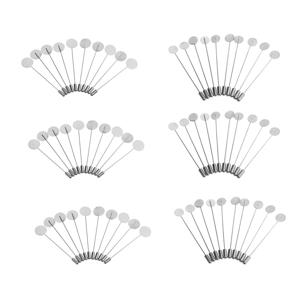 60Pcs Lapel Stick Pin Base Brooch Glue on Collar Suit Lapel Pin Crafts