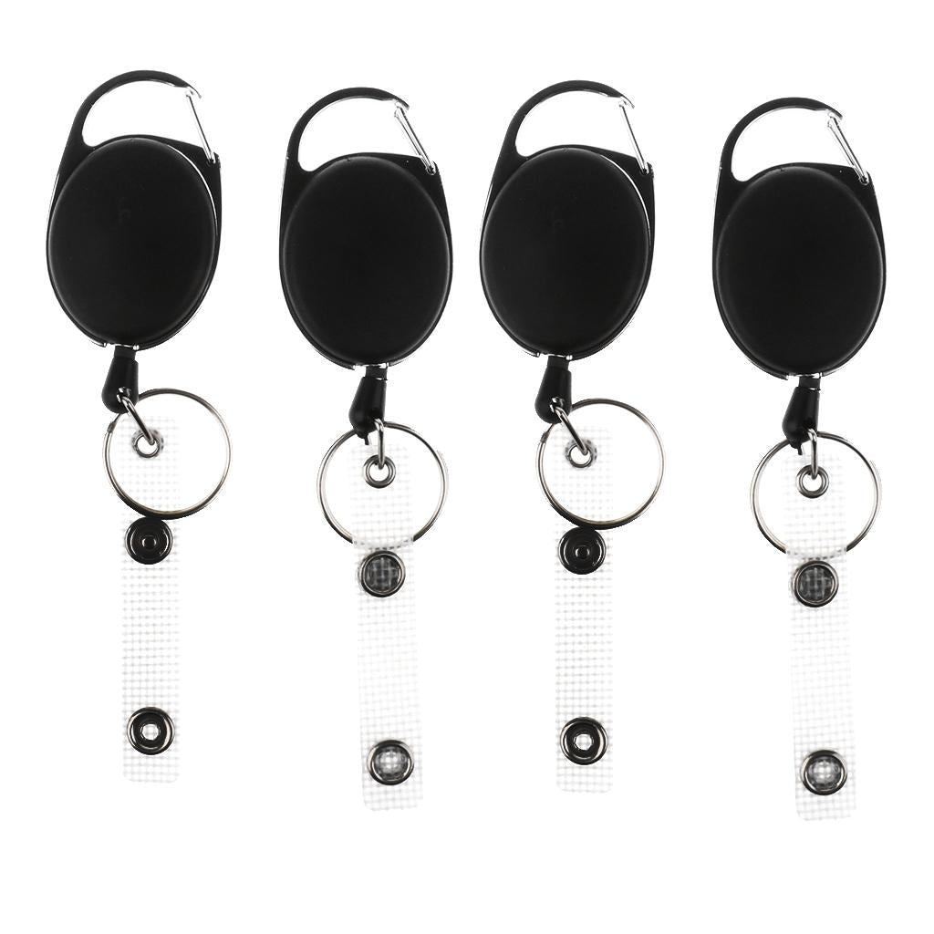 4 Pieces ID Cards/Key Retractable Clip Keychain Key Ring Pull Reel Key Chain