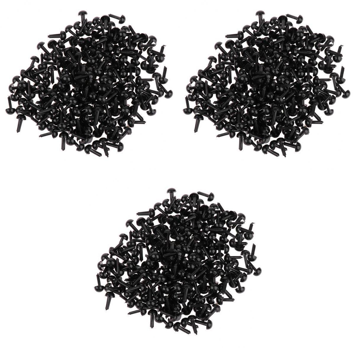 600 Pieces Black Plastic Safety Eyes for Teddy Bear Doll Animal Toys 3 4 5MM