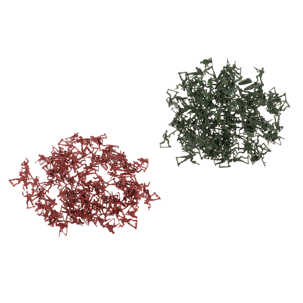 240 Pieces Plastic Soldier 4cm Army Figures for War Game Maroon Army Green