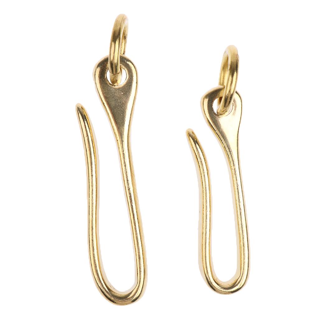 2pc/set Solid Brass U Hook Loop Keychain Belt Wallet Clip Holder
