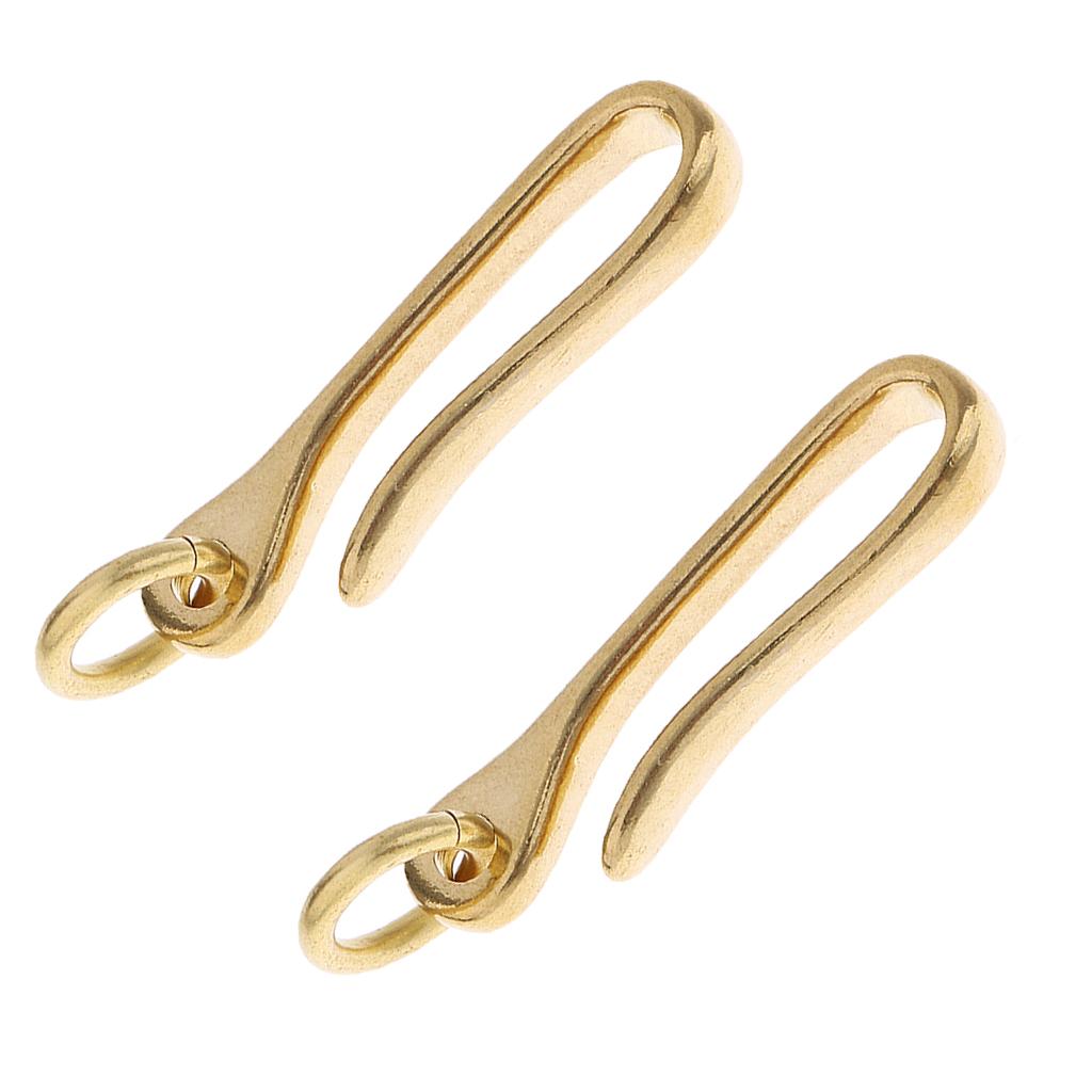 2pc/set Solid Brass U Hook Loop Keychain Belt Wallet Clip Holder