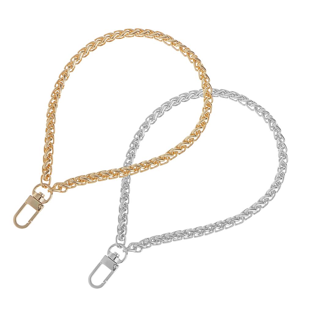 2pcs Metal Purse Handbag Chain Replacement Chain Strap Handle Silver golden