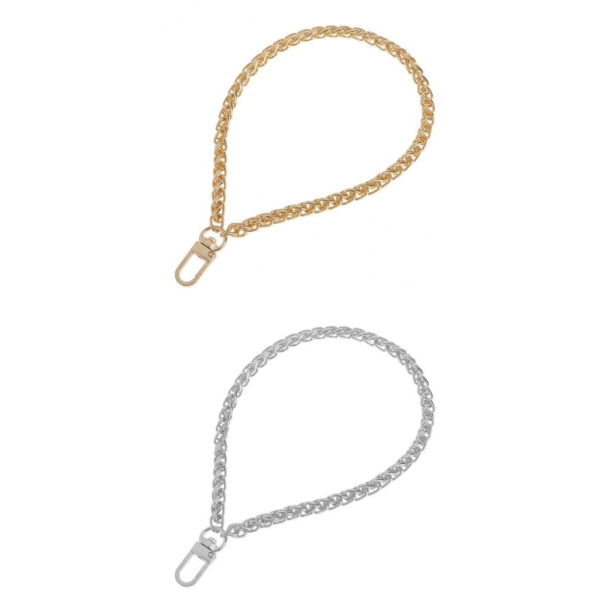 2pcs Metal Purse Handbag Chain Replacement Chain Strap Handle Silver golden