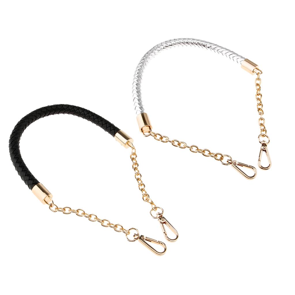 2pc Metal PU Leather Braided Bag Strap Handle Bag Chain Replacement 60cm