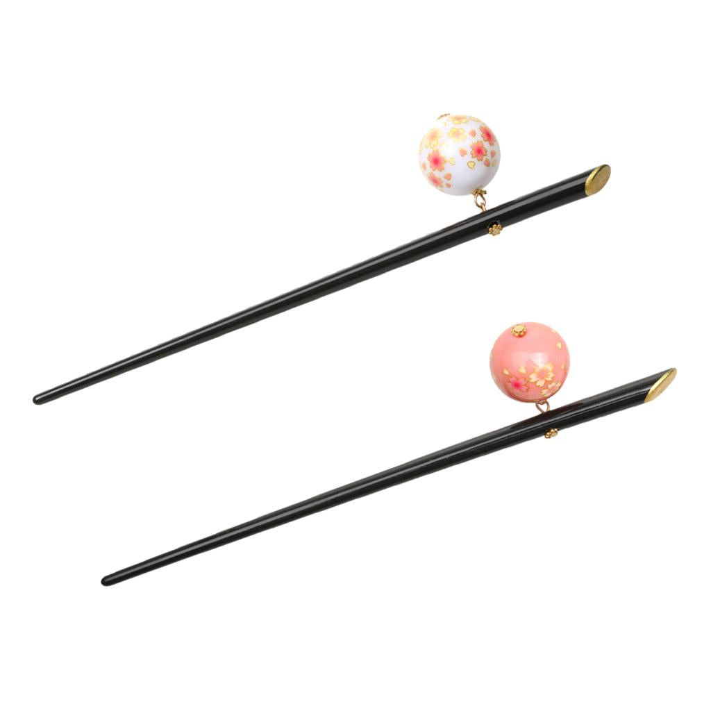2pcs Elegant Acrylic Sakura Decoration Hairpin Hair Stick Japanese Kanzashi