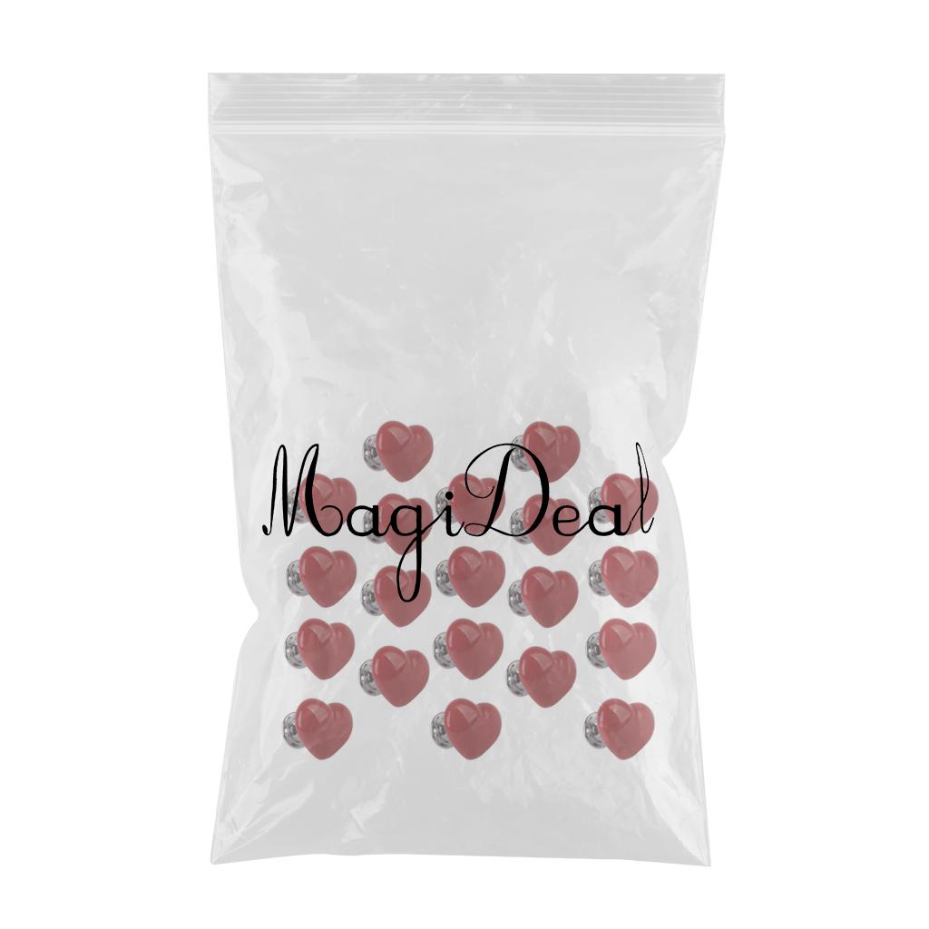 20Pcs Heart Shaped Ceramic Door Drawer Bin Handle Pull Knob Hardware Red S