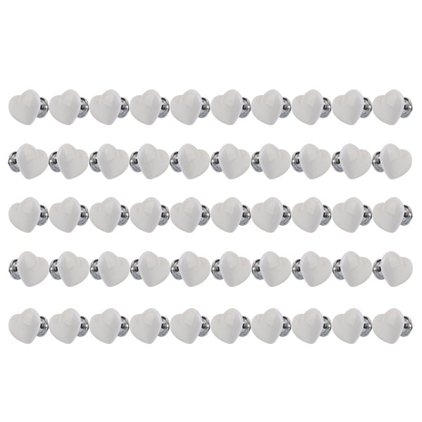 50Pcs Heart Shaped Ceramic Door Drawer Bin Handle Pull Knob Hardware White S